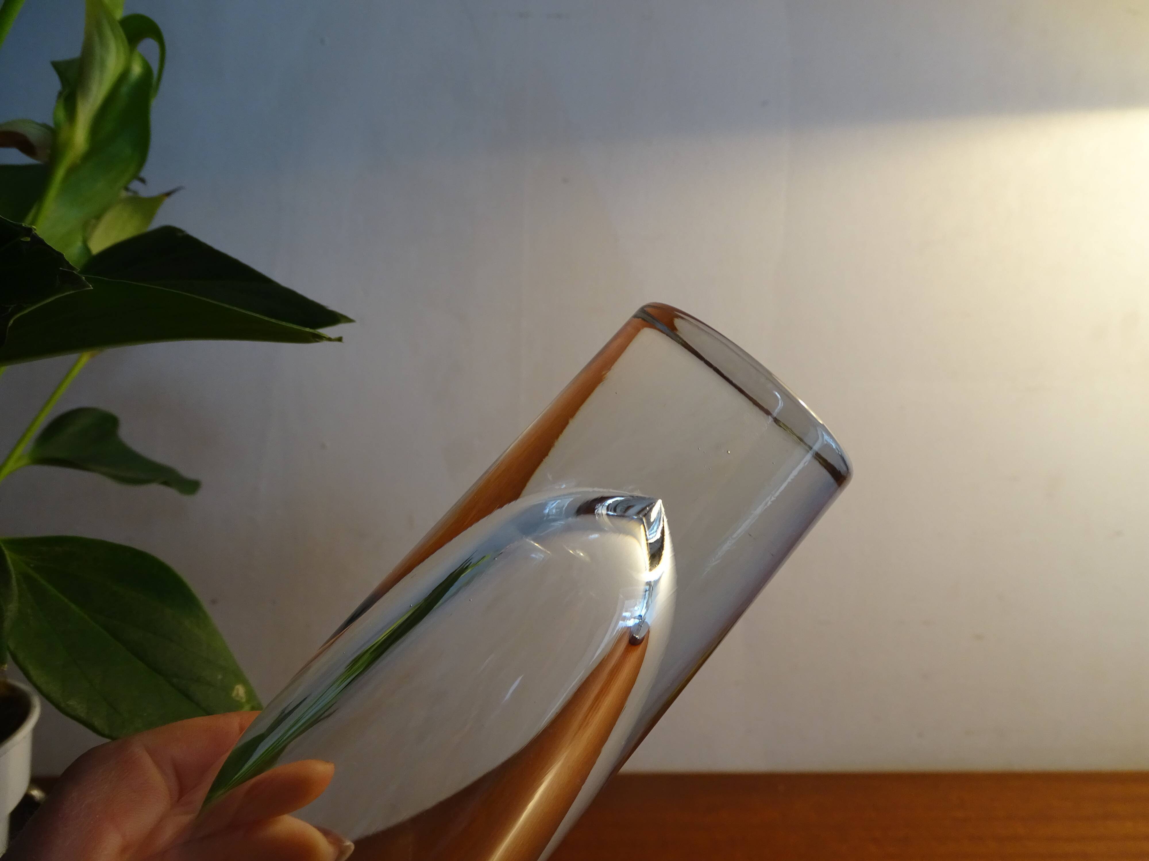 4 high glasses Heavy bullet glass Carlo Moretti Italy 1980 signed