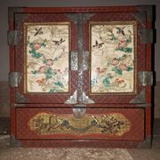 Japanese cabinet in cinnabar red lacquer, Japan Meiji era