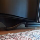 Buffet art deco noir acier dessus marbre ou commode 2 portes