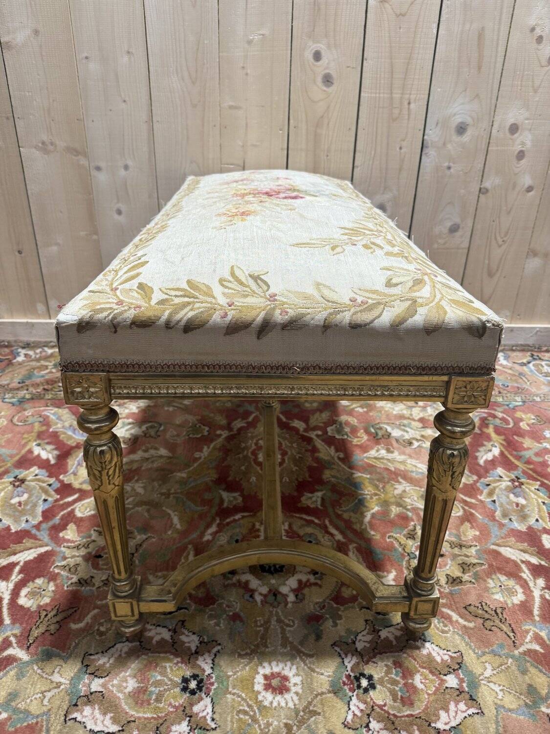 Bench - Louis XVI style office bench in gilded wood