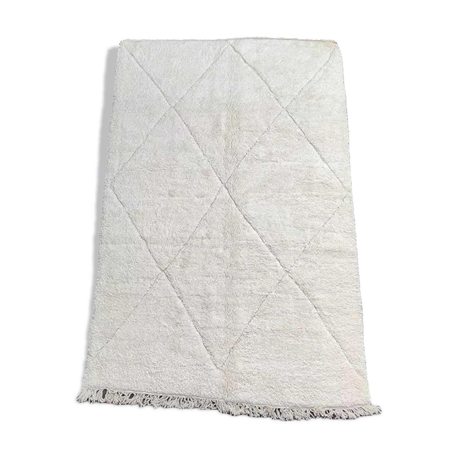 Large Berber carpet white diamond 200x320 cm