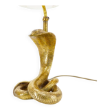 Lampe cobra en laiton doré massif Hollywood Regency 1970