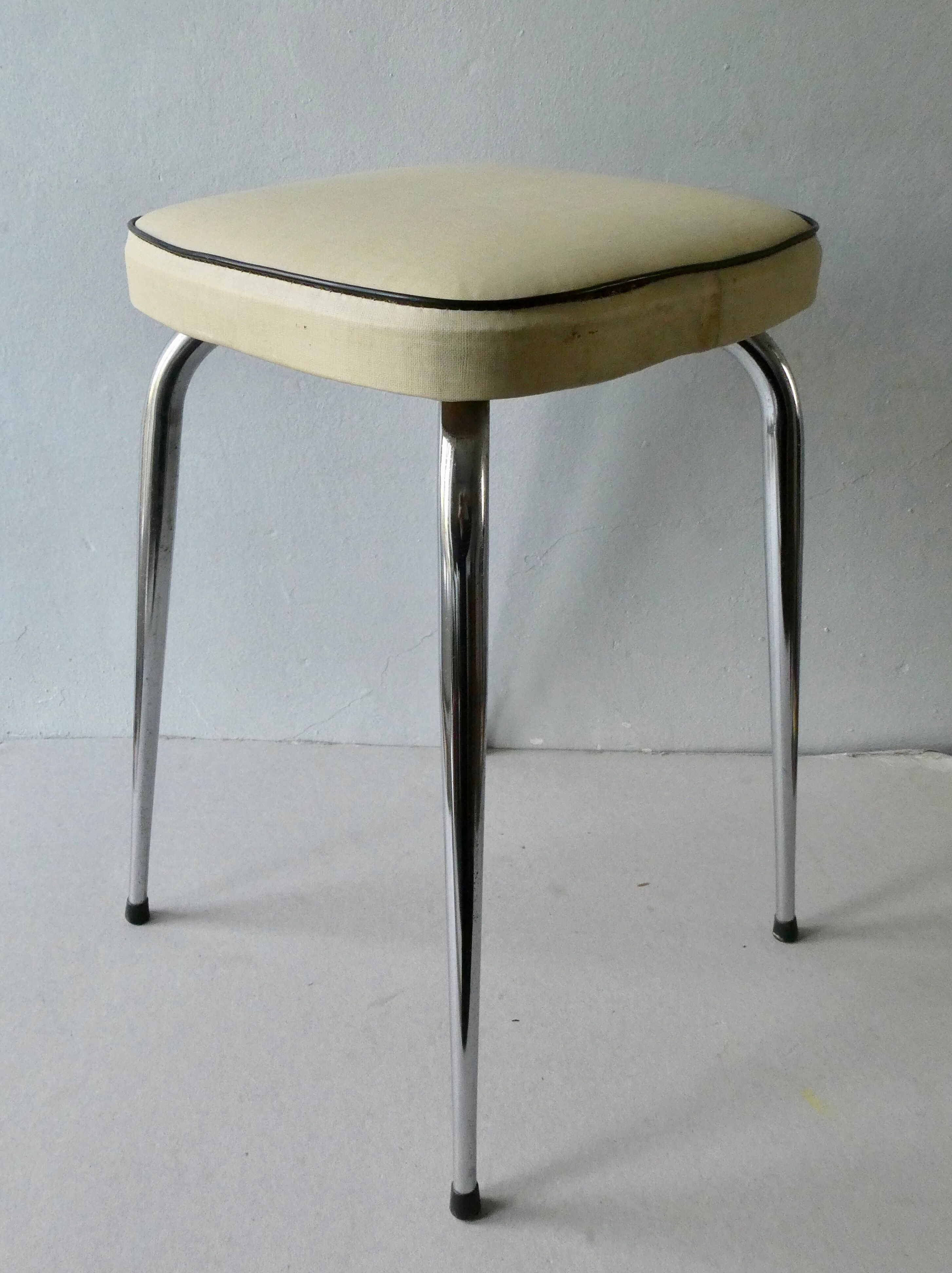 60s tabouret with tapered chrome feet