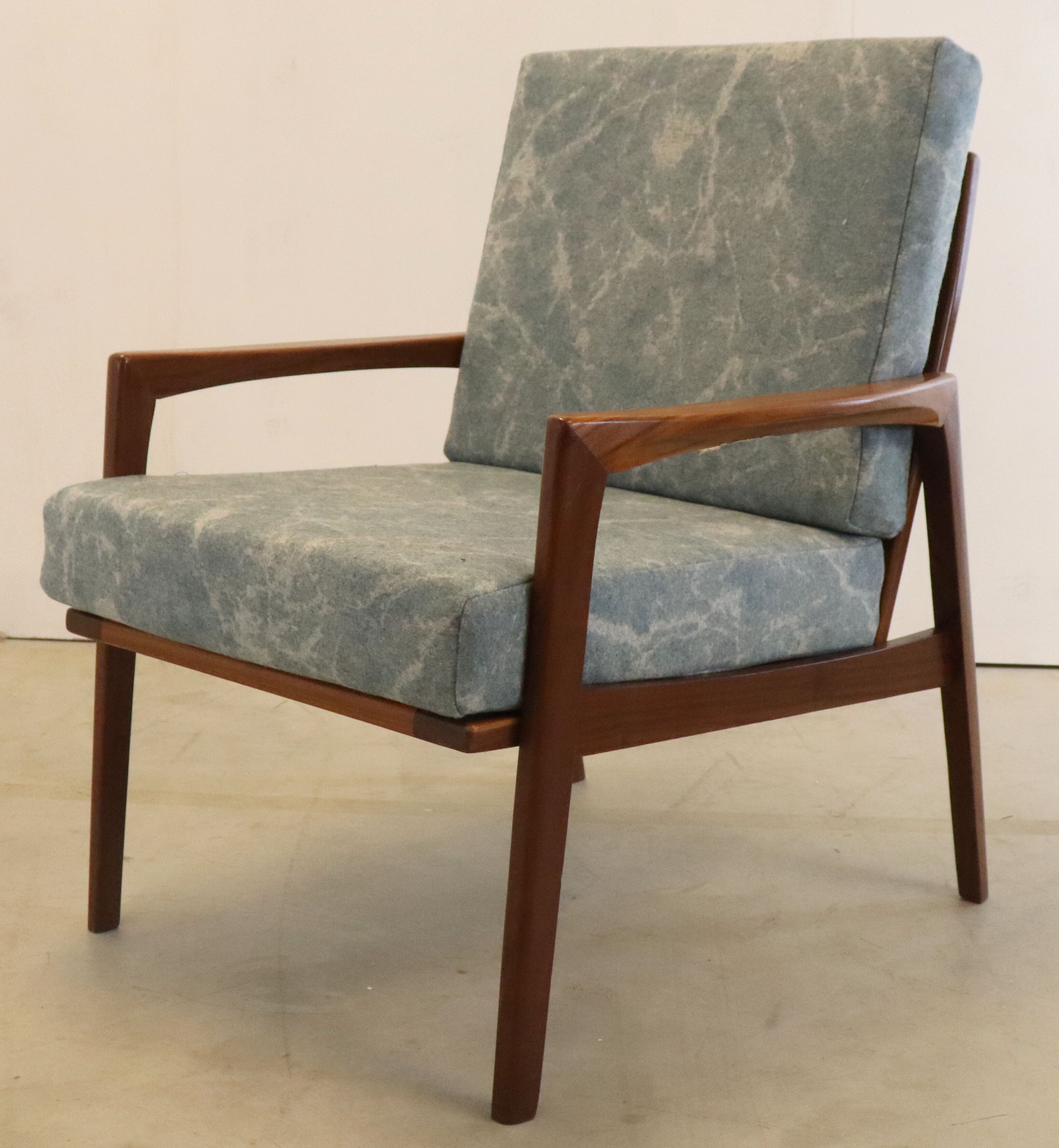 Mid century teak Armchair 'Mettmann' - reupholstered