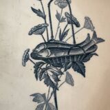 2 raviers en faience Badonviller décor poisson modele ecran