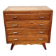 Commode vintage en chêne et poignées chrome – années 60