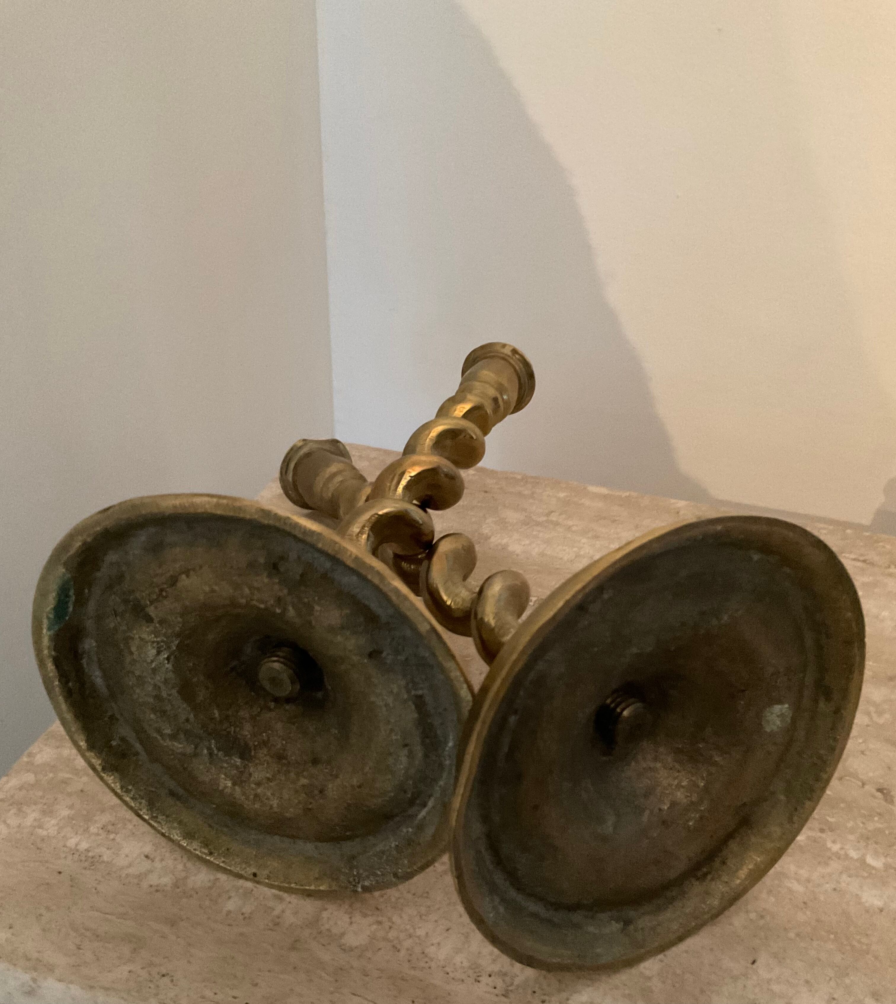 Pair of bronze torch candlesticks 1900