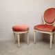 Chaise médaillon et tabouret velours style Louis XVI