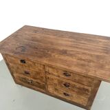 Solid oak trade counter, six drawers, France, circa 1920.