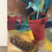 La table de rempotage, nature morte, huile sur toile