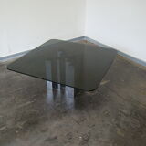 Table basse en verre fumé et chrome 1970