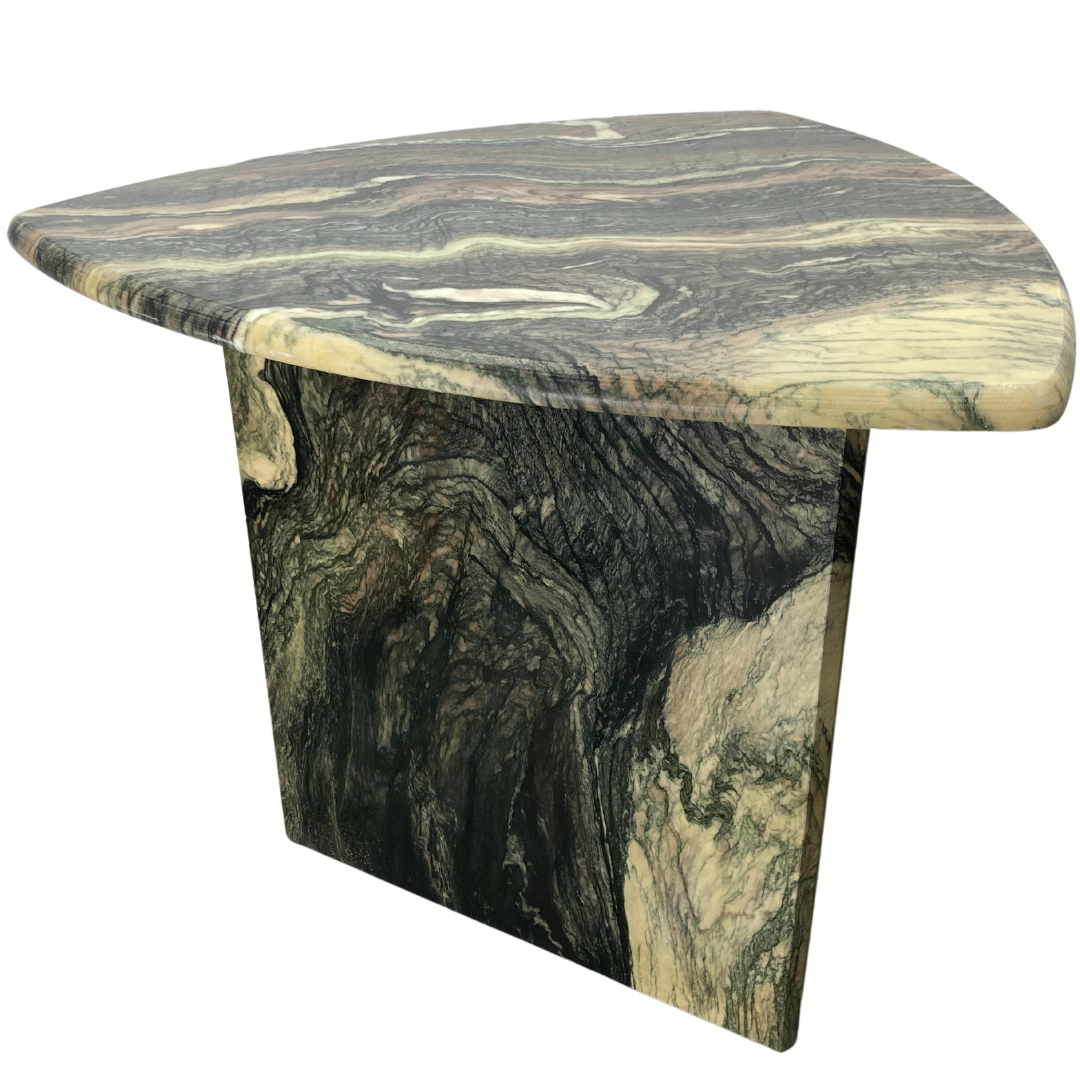 Cipollino marble kidney oval side table, Italy