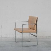 Set of Six Hans J Wegner 'JH811' Mid-Century Steel and Leather Dining Chairs