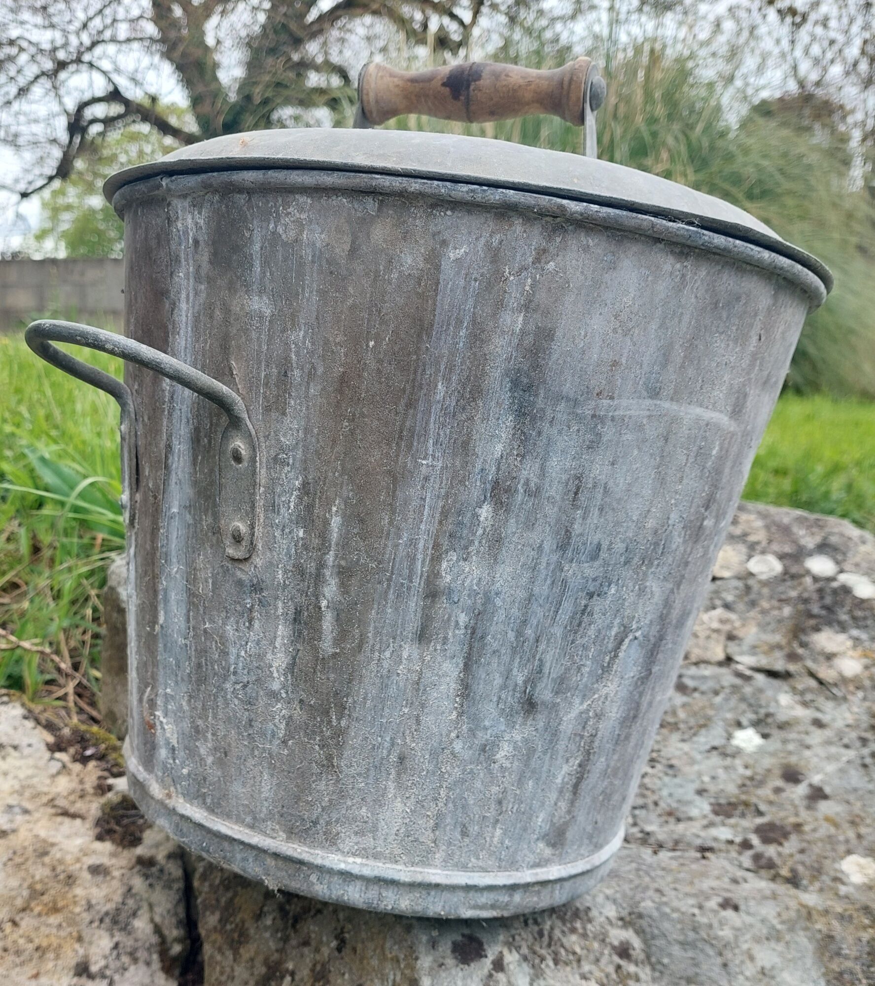 Ancienne lessiveuse en zinc galvanisé | Selency