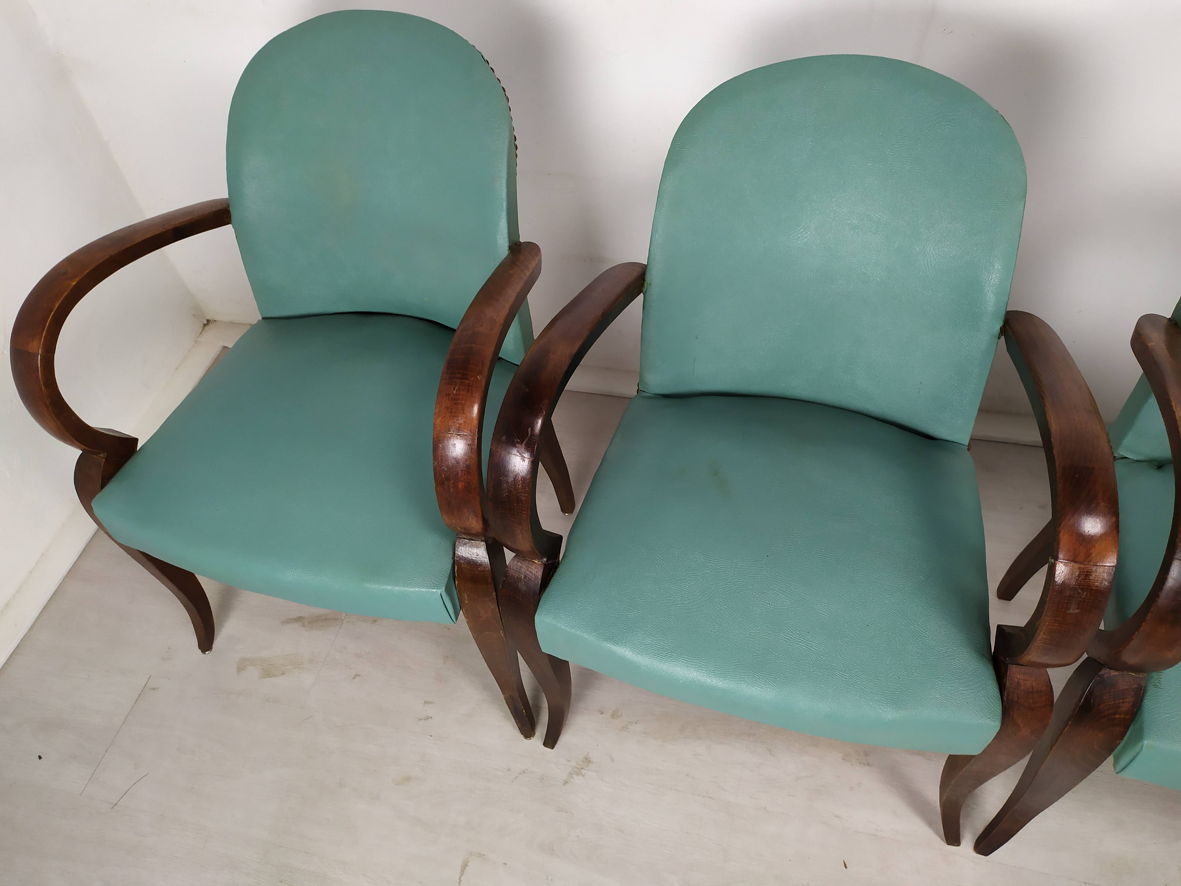 5 art deco bridge armchairs