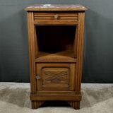 Living Room or Nightstand Table in Oak and Marble, Art Deco – 1930