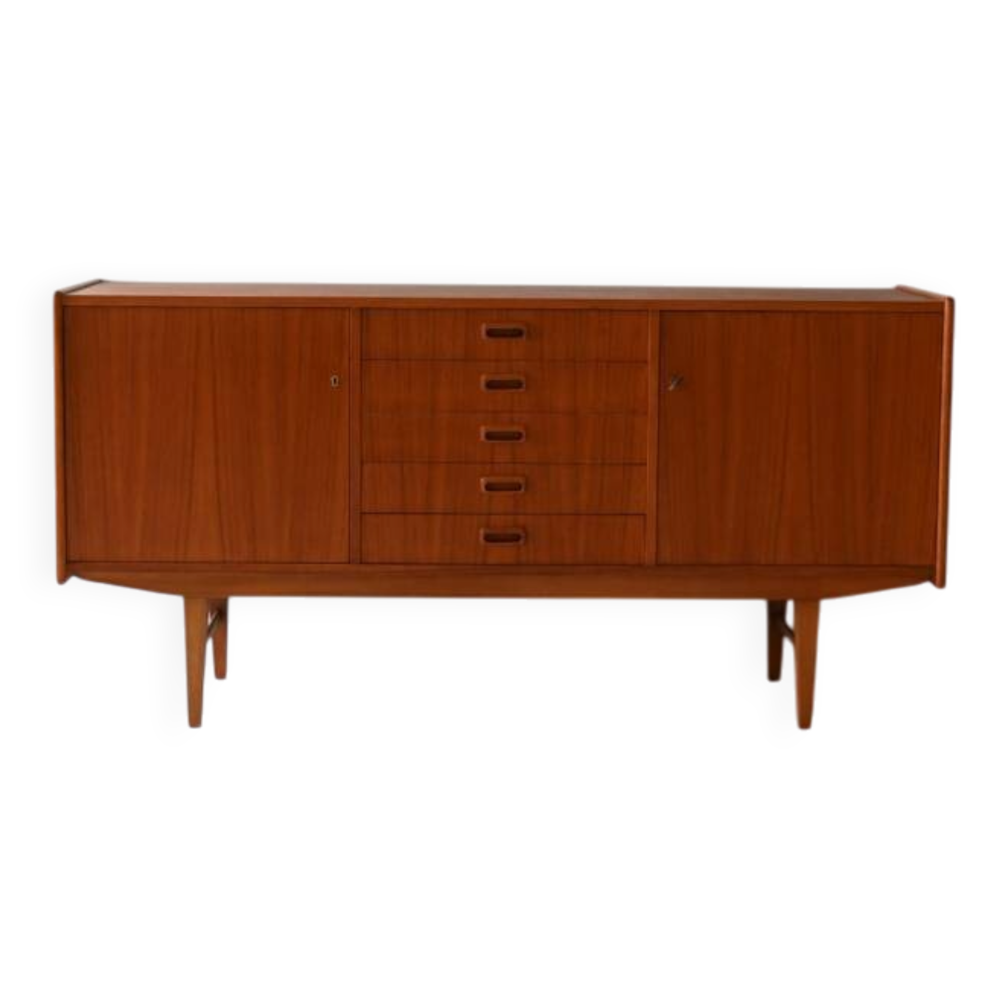 Danish sideboard in teak with central drawers. Denmark, late 1950s