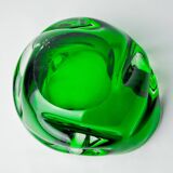 Sommerso green pocket emptier by Flavio Poli for Seguso, Murano glass, Italy, 1970
