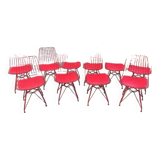 Suite of 10 metal chairs