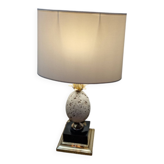 Lampe œuf d'autruche travertin Delmas, 1960