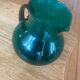 Large vintage emerald green blown glass pitcher/carafe, work