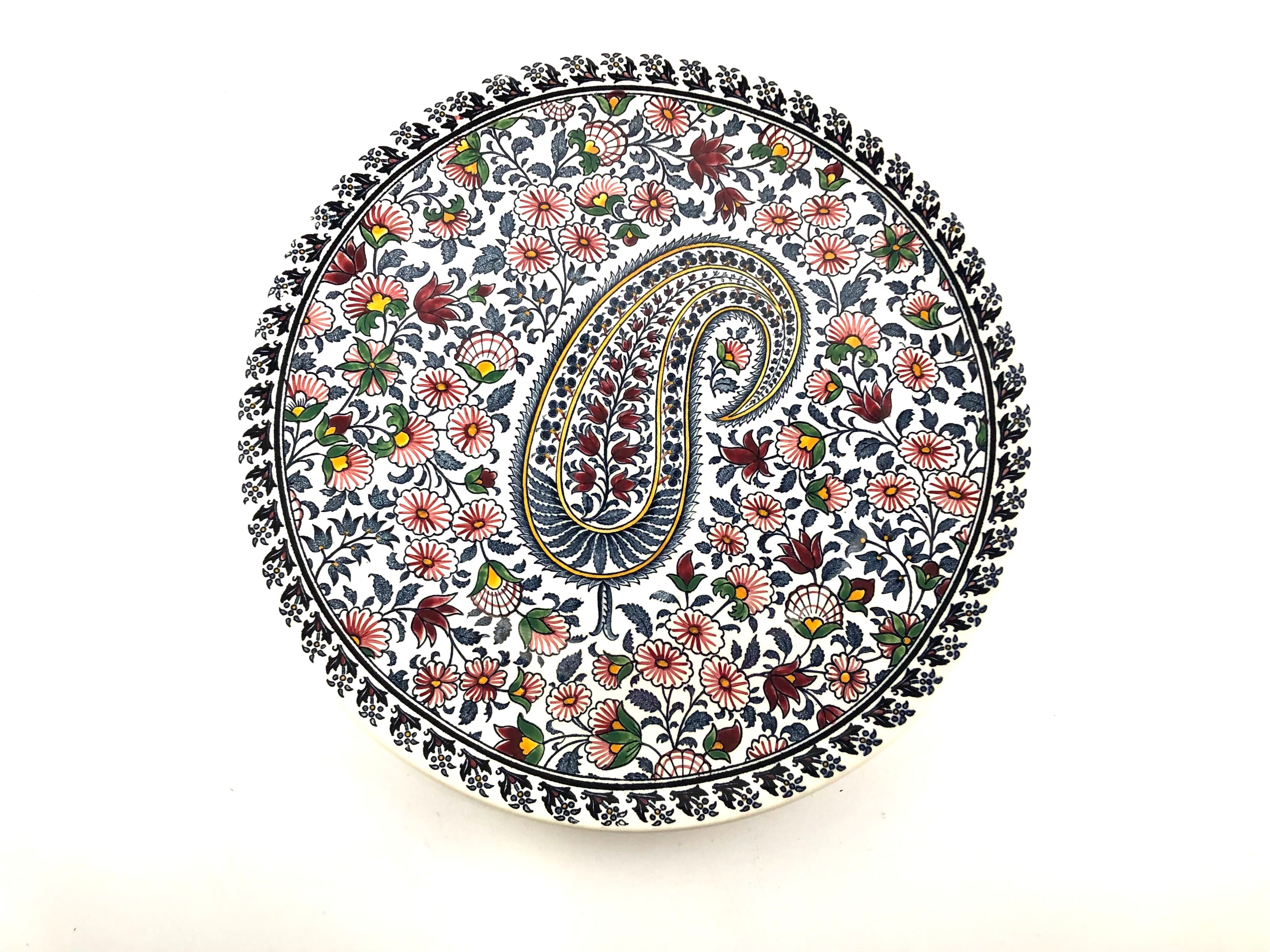 Round dish Gien decoration bothée or cashmere 26cm for pie and cake