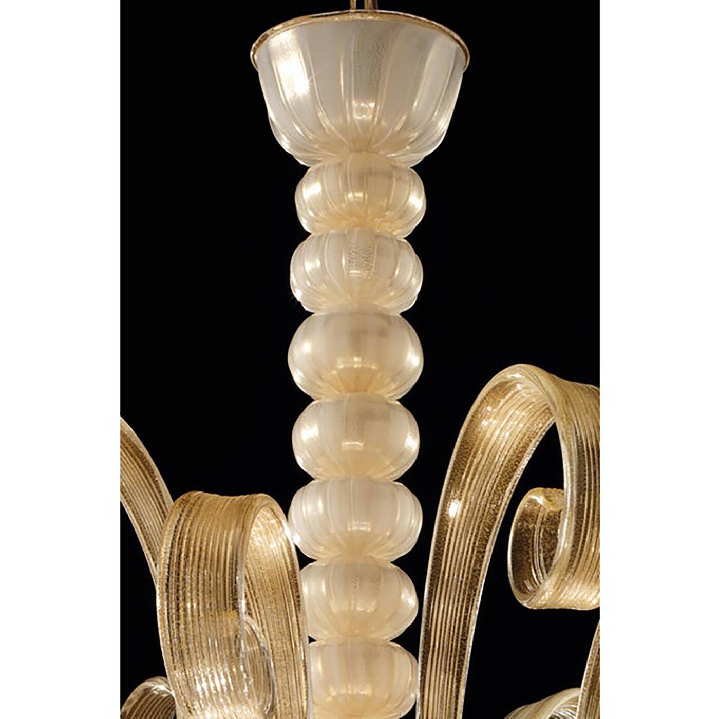 Venetian White and Gold Murano Style Glass Chandelier