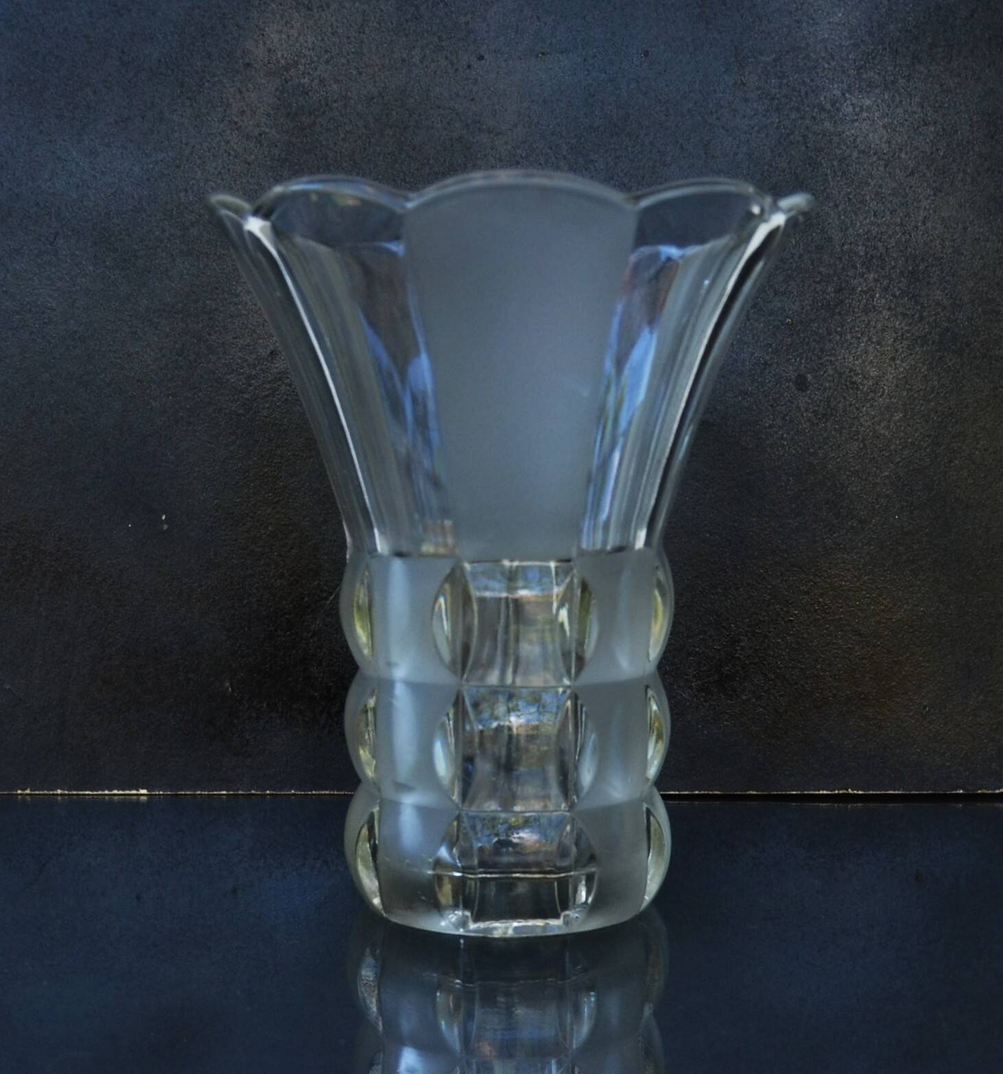 Art Deco Made in Czehoslovakia  Satin and Clear Glass - 22 cm tall