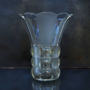 Art Deco Made in Czehoslovakia  Satin and Clear Glass - 22 cm tall