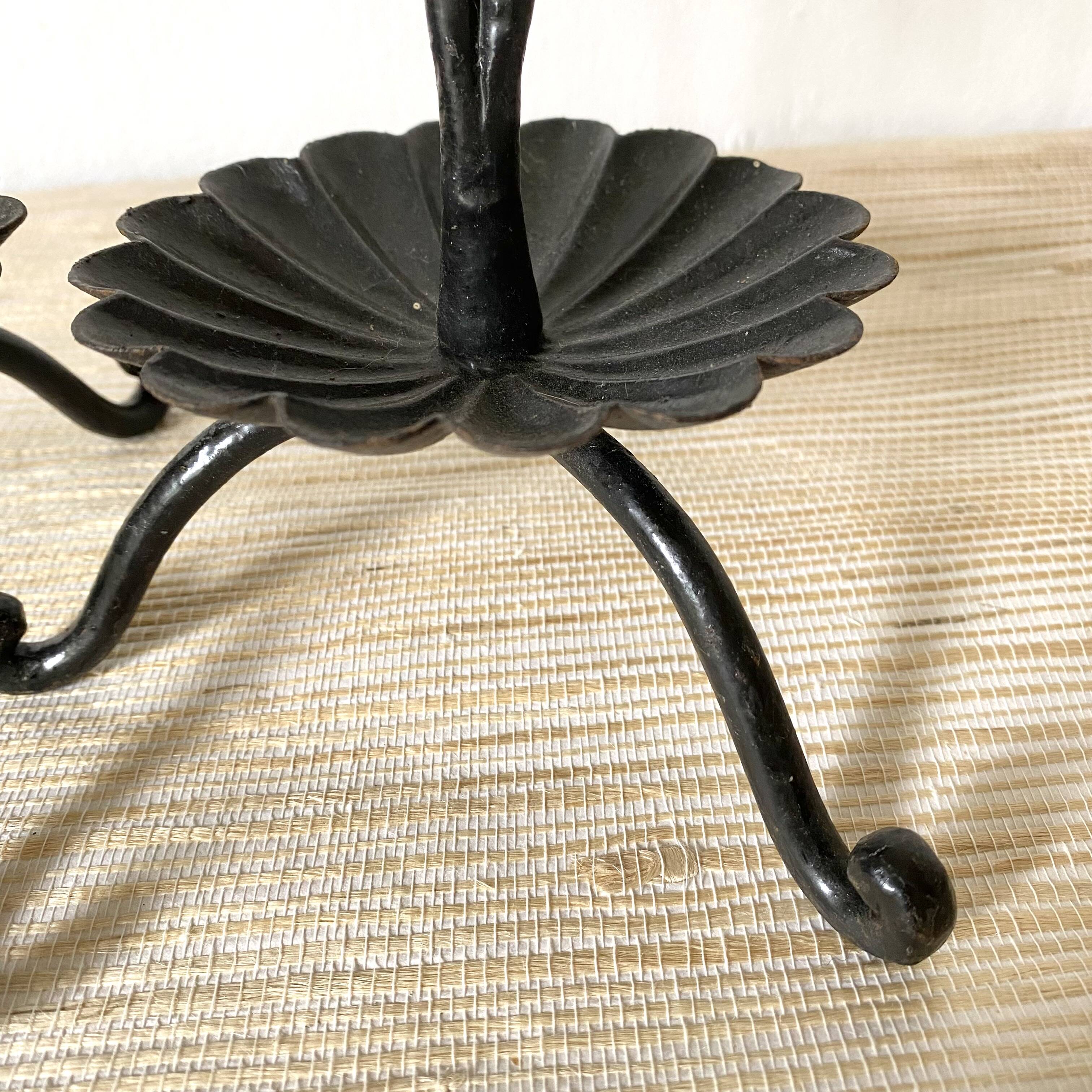 Wrought iron flower candlesticks