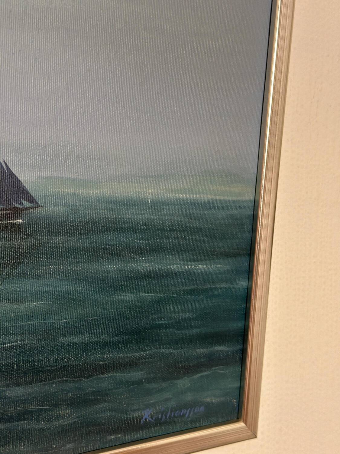 Swedish Oil on Canvas – “Sailboat at Sea”