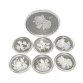 Set of 6 crystal and bottled sous-verres Val-Saint-Lambert