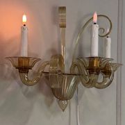 Venetian wall light in gilded Murano glass, circa 1940, set of five available.