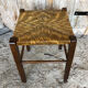 Wooden stool + vintage woven straw seat