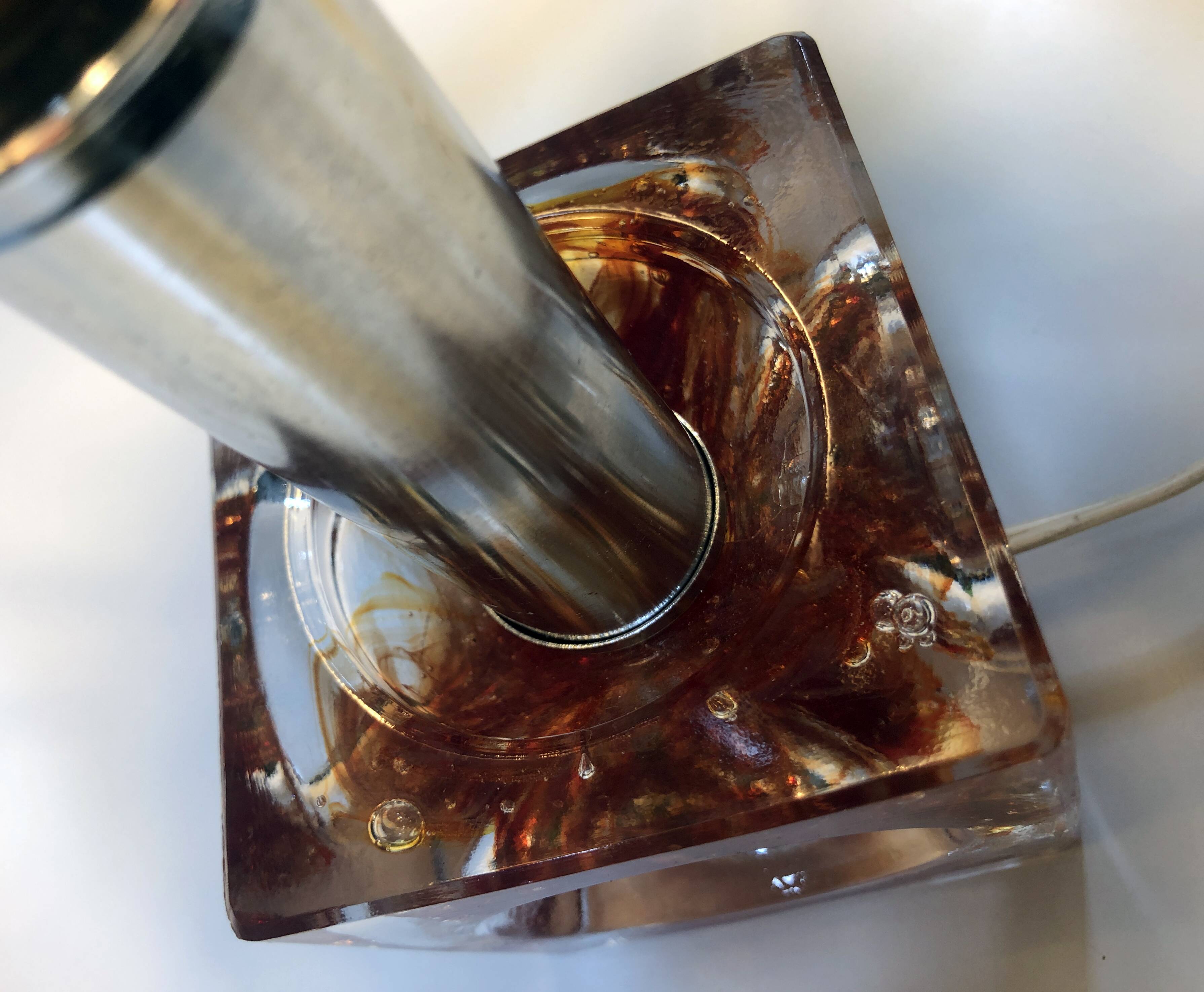 Table Lamp • Cube • Fractal Resin • Polished Steel • Chrome • 1970