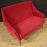Italian sofa in red velvet from the 60s