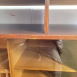 Hi-Fi cabinet in wood, brushed aluminum, smoked glass - 1970s