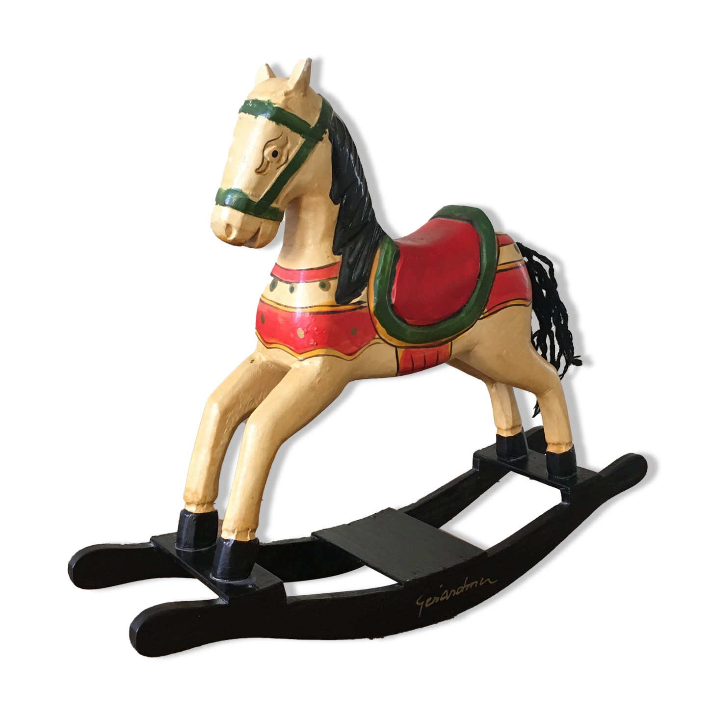 Wooden rocking horse, decorative, artisanal