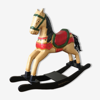 Wooden rocking horse, decorative, artisanal