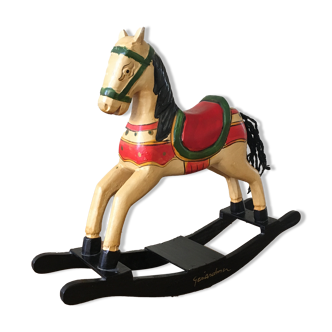 Wooden rocking horse, decorative, artisanal
