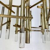Sciolari 9 lights slight gilded chrome and perspex Chandelier model Ice, Italy 60s