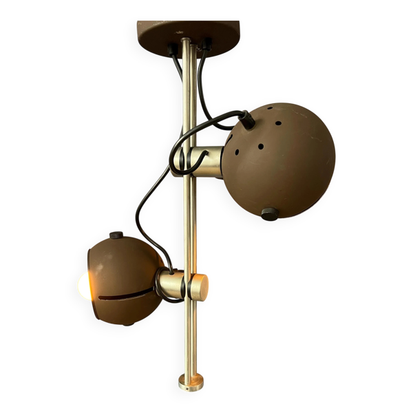 Plafonnier marron - luminaire Space Age - lampe eyeball vintage
