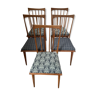 Lot 5 chaises bois tapissé bleu