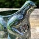 French ceramic dark green frog pitcher