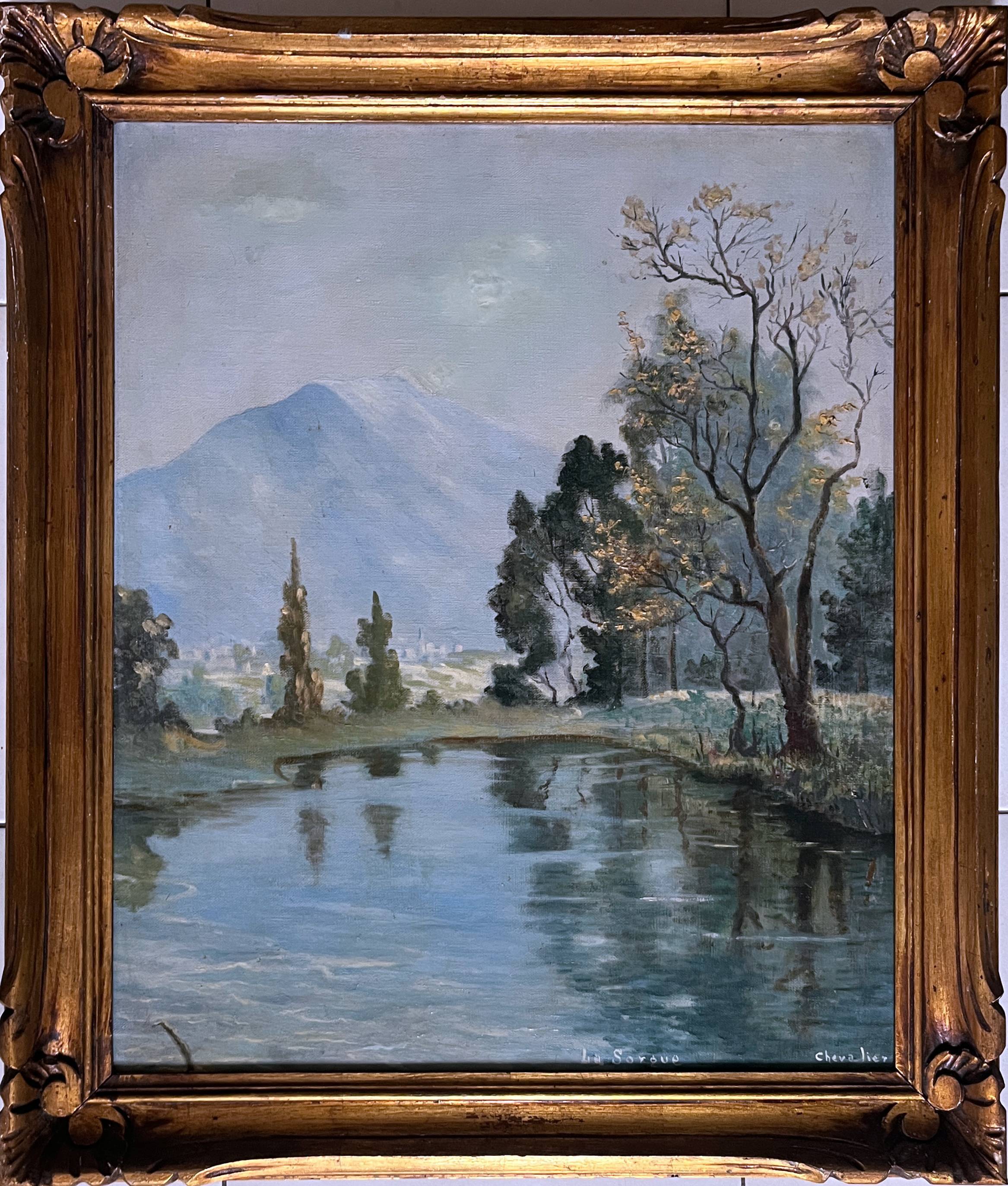 HST painting from the early 20th century "La Sorgue" (Aveyron) signed Chevalier + frame