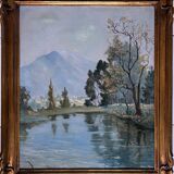 HST painting from the early 20th century "La Sorgue" (Aveyron) signed Chevalier + frame