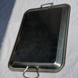 Classic silver tray with pearl stripe frieze