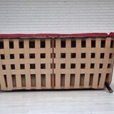 1950s, Danish 3-seater sofa, red and light grey furniture wool, oak wood.
