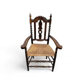 8 (2 x armrest) x ornate wood / bobbin / wicker dining chair / studded chairs