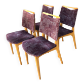 Chaises bois blond vintage années 60